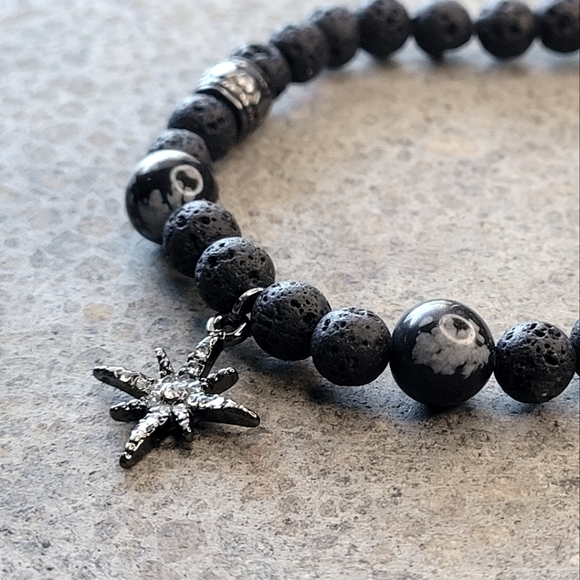 Picasso Jasper Lava Bead Handmade Bracelet - Picture 2 of 7